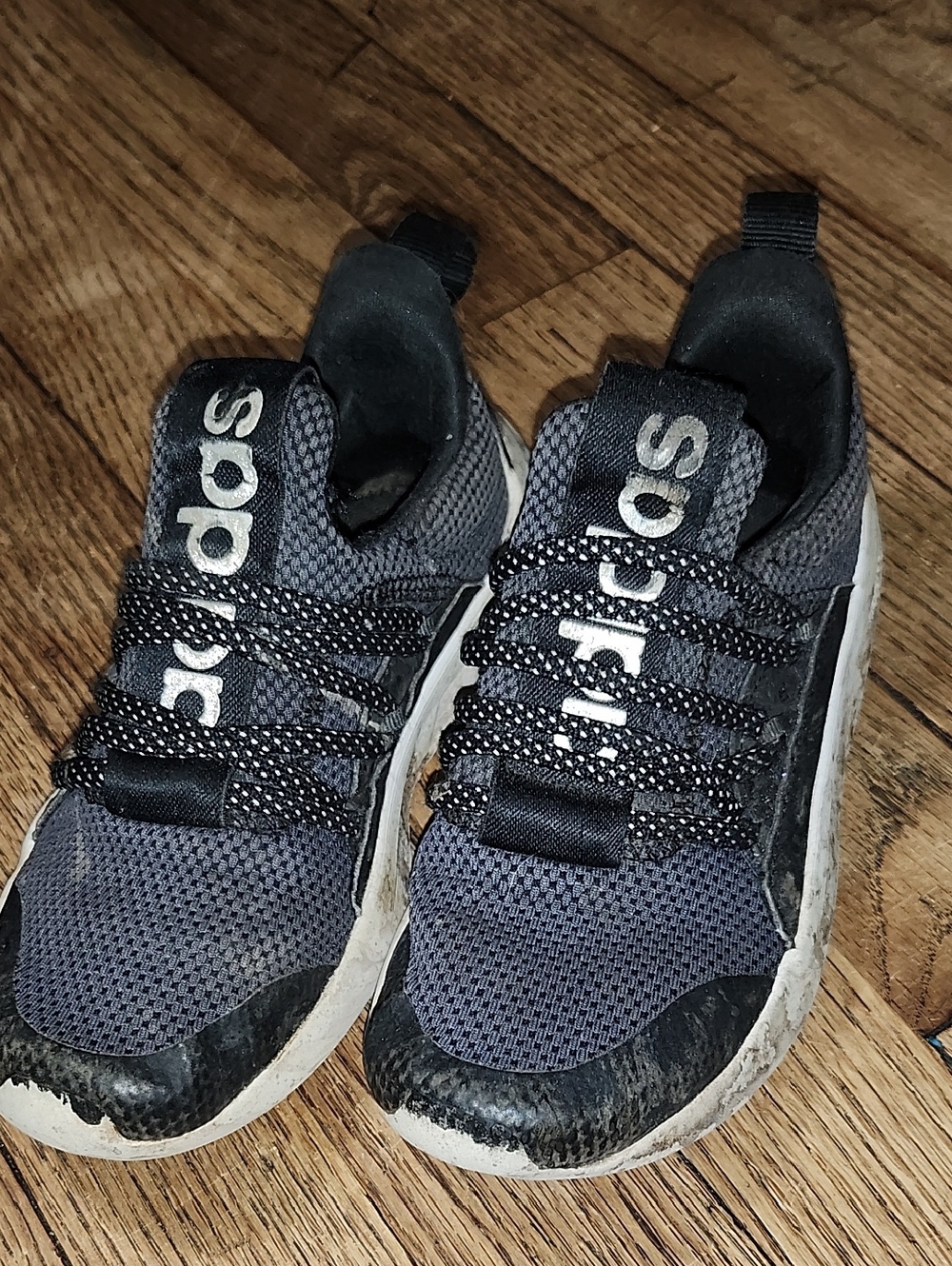 adidas Kids Black and Gray Slip-On Knit Sneakers